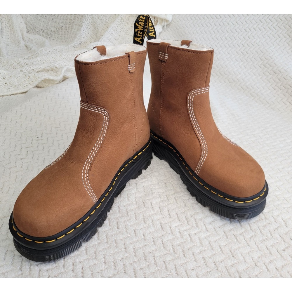 Dr Martens Womens Sz 9 Zebzag Rigger WL Nubuck Leather Comfort Faux Fur **New**
